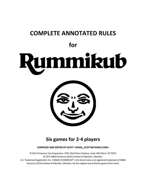 Rummikub - Complete Annotated Rules for the game rummikub - COMPLETE ANNOTATED RULES for Six ...