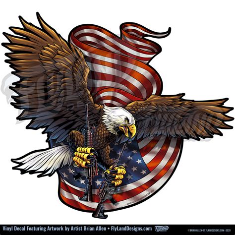 Eagle with Guns Vinyl Decal - Flyland Designs, Freelance Illustration and Graphic Design by ...