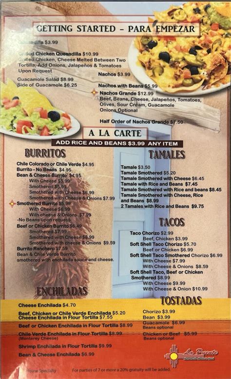 La Puente Centerville menu – SLC menu