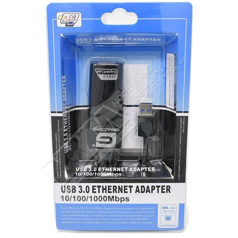 Gigacord USB 3.0 to 10/100/1000 Gigabit Ethernet Adapter, Black - NWCA Inc.