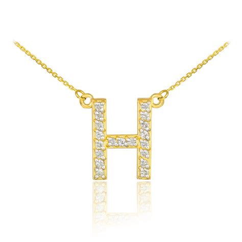 Diamond Letter H Pendant Necklace in 10K Gold | Gold Boutique