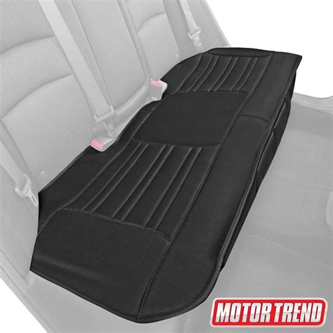 Motor Trend Universal Car Seat Cushion for Rear Bench - Padded Black Faux Leather Seat Cover for ...