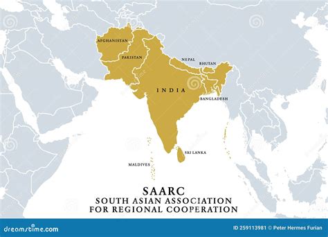 SAARC, South Asian Association for Regional Cooperation, Members Map ...