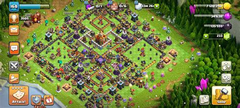 Clash of Clans account Town Hall 16 level 168 - With 233 Gems