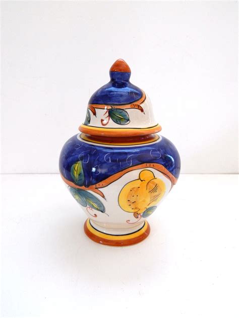 Vintage WACCAMAW Portugal Hand Painted Pottery Cookie Jar