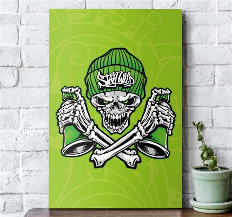 Green skull glasses graffiti modern art prints on canvas - TenStickers