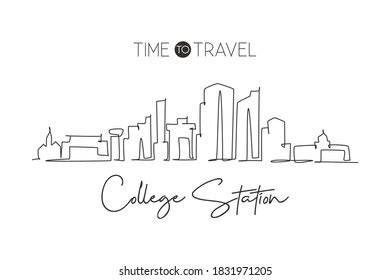 Single Continuous Line Drawing College Station Stock Vector (Royalty Free) 1831971205 | Shutterstock