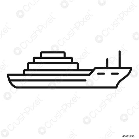 Cargo ship icon, outline style - stock vector 3681793 | Crushpixel