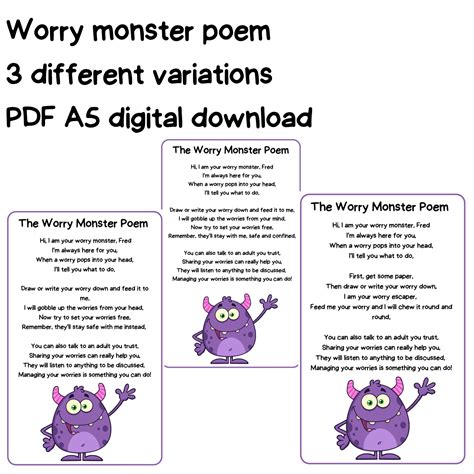 The Worry Monster Poem - Etsy