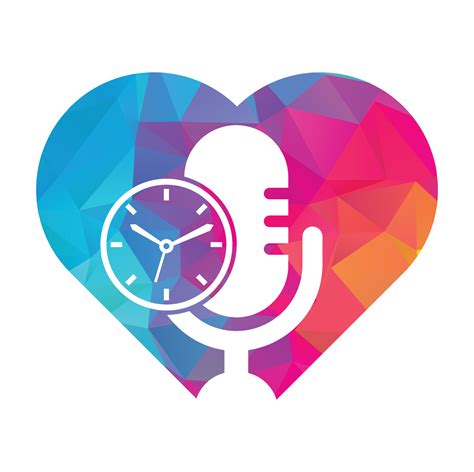 Podcast time vector logo design template. Mic clock vector logo design ...