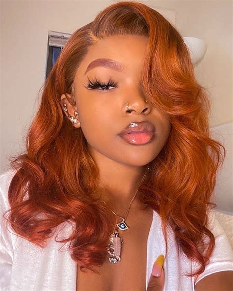 Gorgeous Orange Color Body Wave Hairstyle for Black Girl | Hair styles, Hair inspiration, Blonde ...