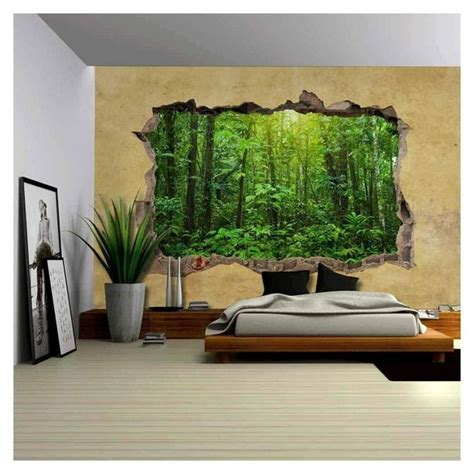 wall26 Tropical Rain Forest Viewed through a Broken Wall - Large Wall Mural, Removable Peel and ...