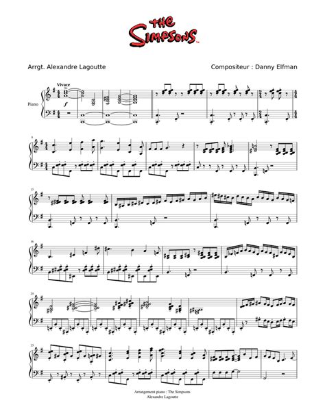 The Simpsons (Main Title Theme) - Piano Sheet music for Piano (Solo) | Musescore.com