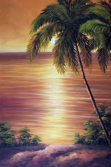 Palm Tree Sunset Painting at PaintingValley.com | Explore collection of ...