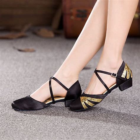 Women's Ballroom Dance Shoes Modern Shoes Line Dance Performance Practice Waltz Heel Splicing ...