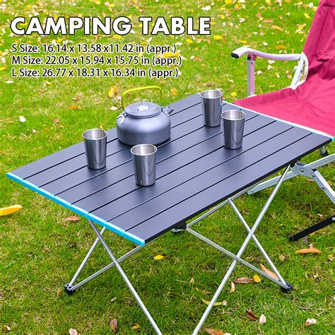 Portable Aluminum Folding Camping Table Lightweight Picnic Table with Storage Bag, Stable ...