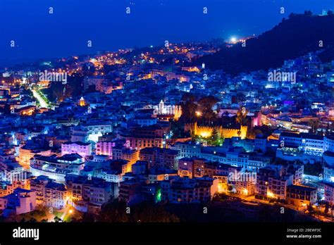 Blue Chefchaouen Morocco Skyline at Night Stock Photo - Alamy