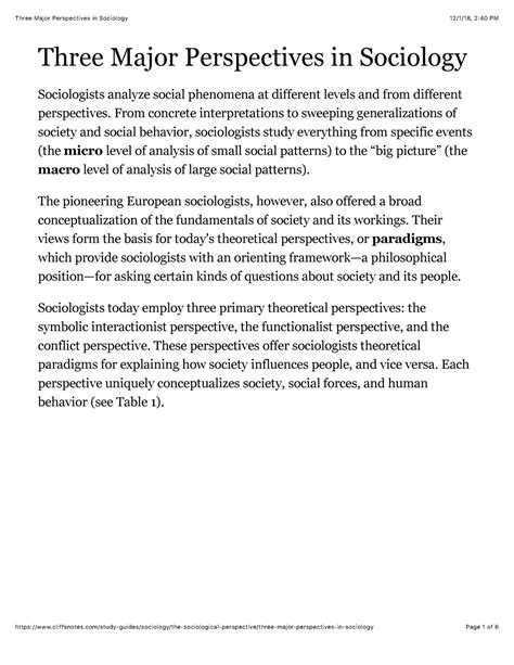 Three Major Perspectives in Sociology - Three Major Perspectives in Sociology Sociologists ...