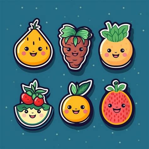 Premium AI Image | A set of cartoon fruits and vegetables with faces generative ai