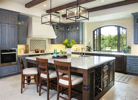 Traditional Italian Colonial Style Kitchen | Rustic Blue Cabinets | Luxury Kitchens ...