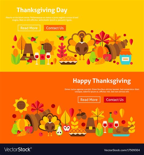 Thanksgiving day website banners Royalty Free Vector Image