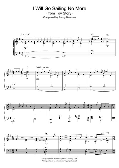 Randy Newman - I Will Go Sailing No More (from Toy Story) sheet music