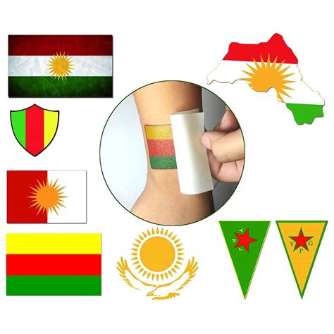 9 Temporary Kurdistan Tattoos, 1 Week Lasting Kurdi Tattoo, Kurdi Flag ...