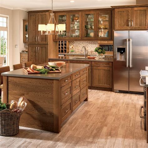 Shenandoah Mission 14.5625-in x 14.5-in Tawny Oak Shaker Cabinet Sample in the Kitchen Cabinet ...