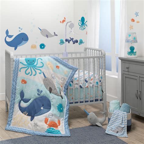 Bedtime Originals Whales Tales 3-Piece Blue Ocean/Nautical Baby Crib Bedding Set - Walmart.com