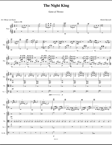 The Night King - Orchestral Score (Transcription) sheet music for Piano, Percussion, Timpani ...