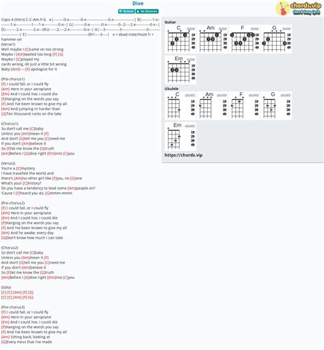 Chord: Dive - Ed Sheeran - tab, song lyric, sheet, guitar, ukulele | chords.vip