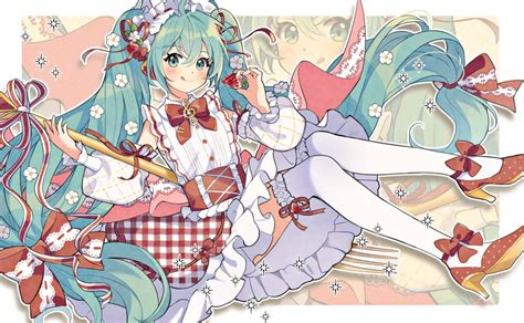 hatsune miku and strawberry miku (vocaloid) drawn by fenghu_(huli) | Danbooru