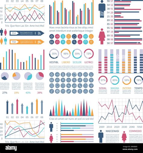 Infographic charts. Financial flow chart trends graph. Population ...