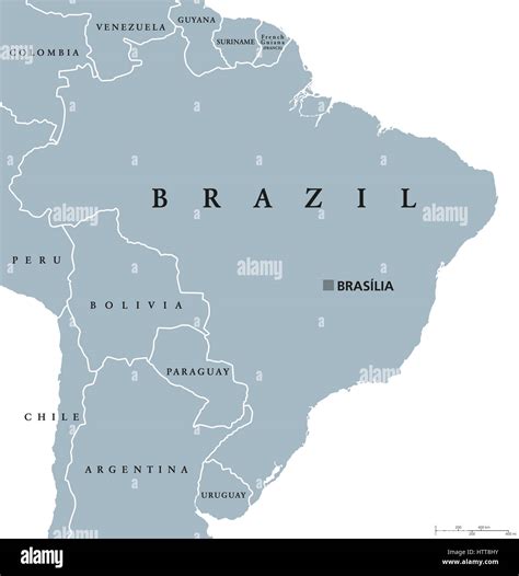 Brazil political map with capital Brasilia, national borders and Stock ...