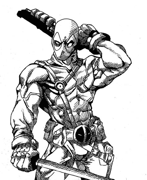 Deadpool Ink drawing by iamherecozidraw on DeviantArt