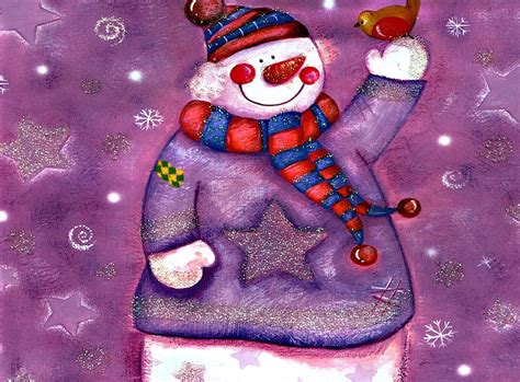Wallpaper : snowman, smiling, bird, hand, stars, snowflakes, background 1600x1180 - wallhaven ...
