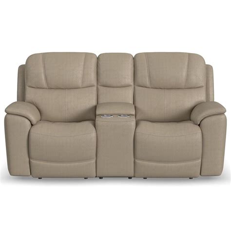 Flexsteel Crew Power Reclining Loveseat with Console, Power Headrests ...