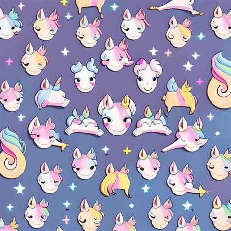 Cute Unicorn Stickers Cartoon Illustration Pastel Colors Realistic ...