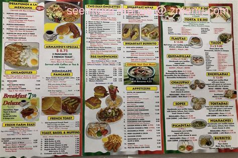 Online Menu of Armandos Mexican Restaurant & Coffee Shop Restaurant, Brooklyn, New York, 11219 ...