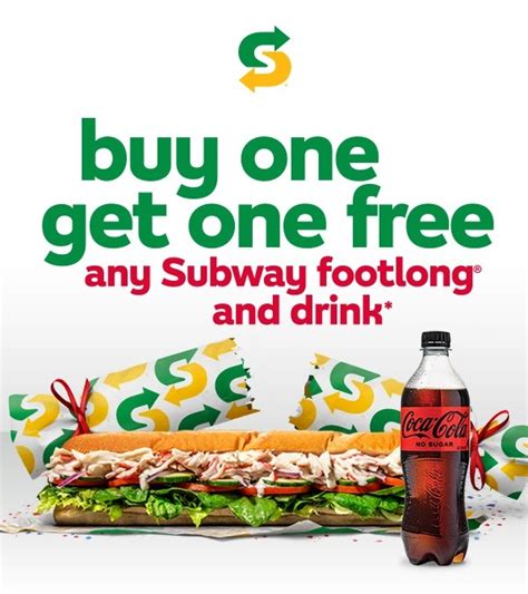 DEAL: Subway - Buy One Get One Free Any Subway Footlong & Drink via ...