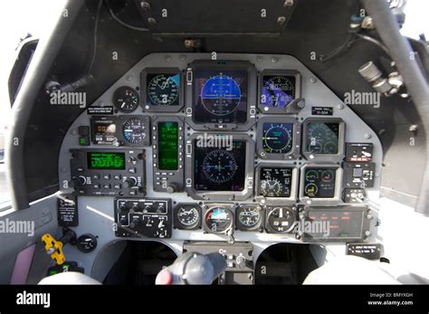 The interior cockpit of an Iraqi Air Force T-6 Texan trainer aircraft ...