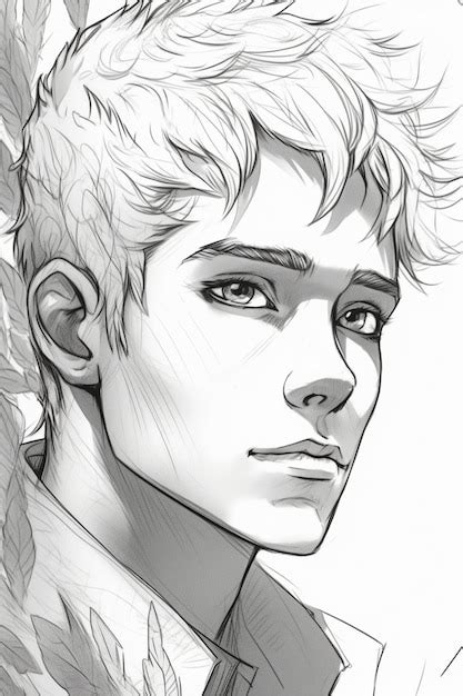 Premium AI Image | A sketch of a boy with curly hair