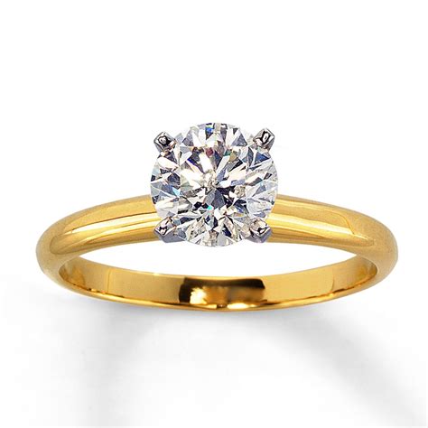 Diamond Solitaire Ring 1 carat Round-cut 14K Yellow Gold - 150914000 ...