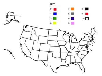 Blank United States Map and Number Color Key by Teaching Special Minds