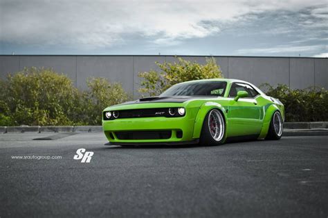 Green Dodge Challenger SRT Hellcat with Liberty Walk Kit - GTspirit