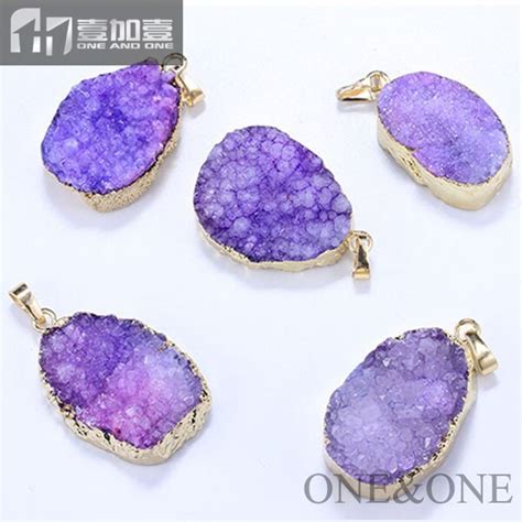 New Golden Druzy Pendants Charming Dyed Colors Natural Geode Druzy Drusy Pendants With 24K Gold ...