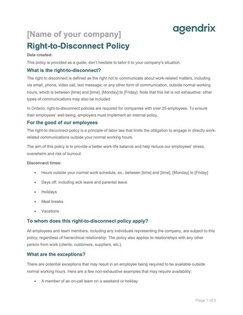 Free Right-to-Disconnect Policy Template | Agendrix