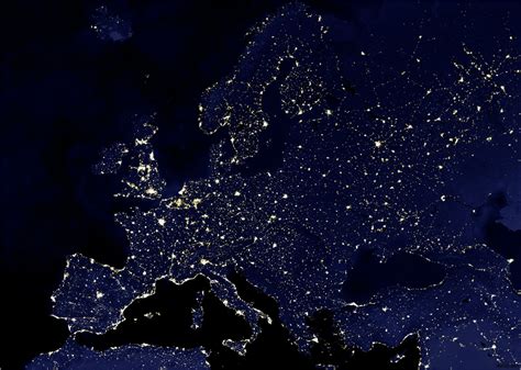 Detailed satellite map (image) of Europe at night. Europe at night ...