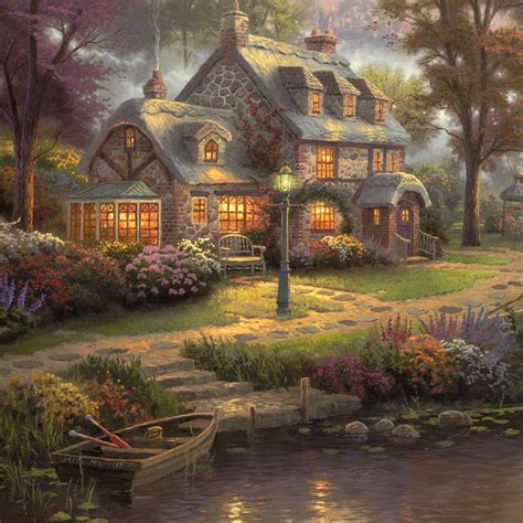 Sunset on Lamplight Lane – Limited Edition Canvas | Thomas Kinkade Studios | Thomas kinkade ...