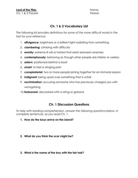 Lord Of The Flies Chapter Questions Pdf